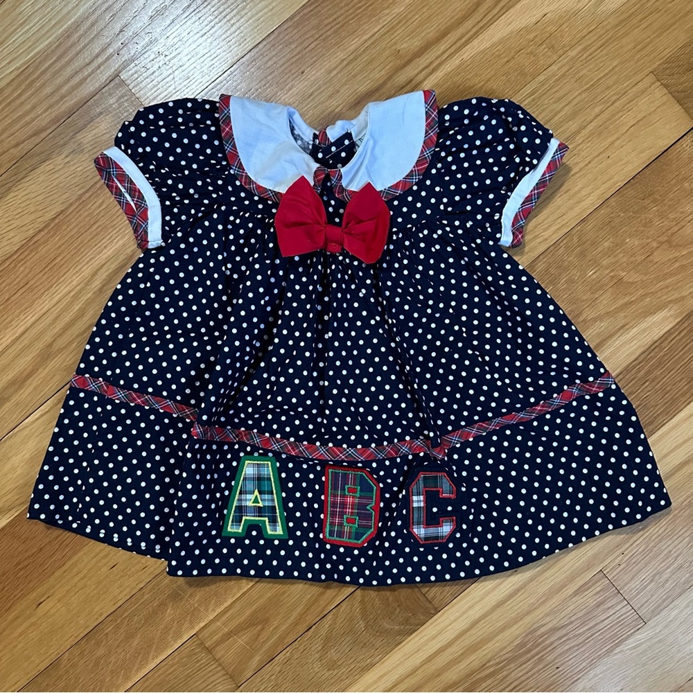 Vintage Baby Girl 24 Months Peaches ‘N Cream Back to School ABC’s Dress